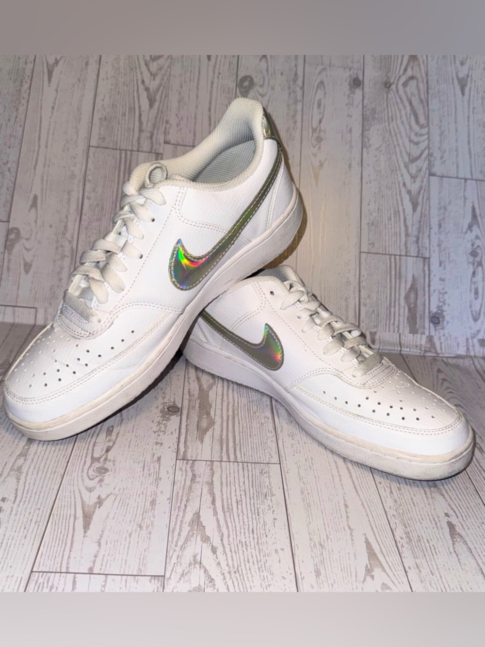 Nike Air Force 1 Low-Top Iridescent Swoosh Sneakers - Size 9 - Picture 7 of 9